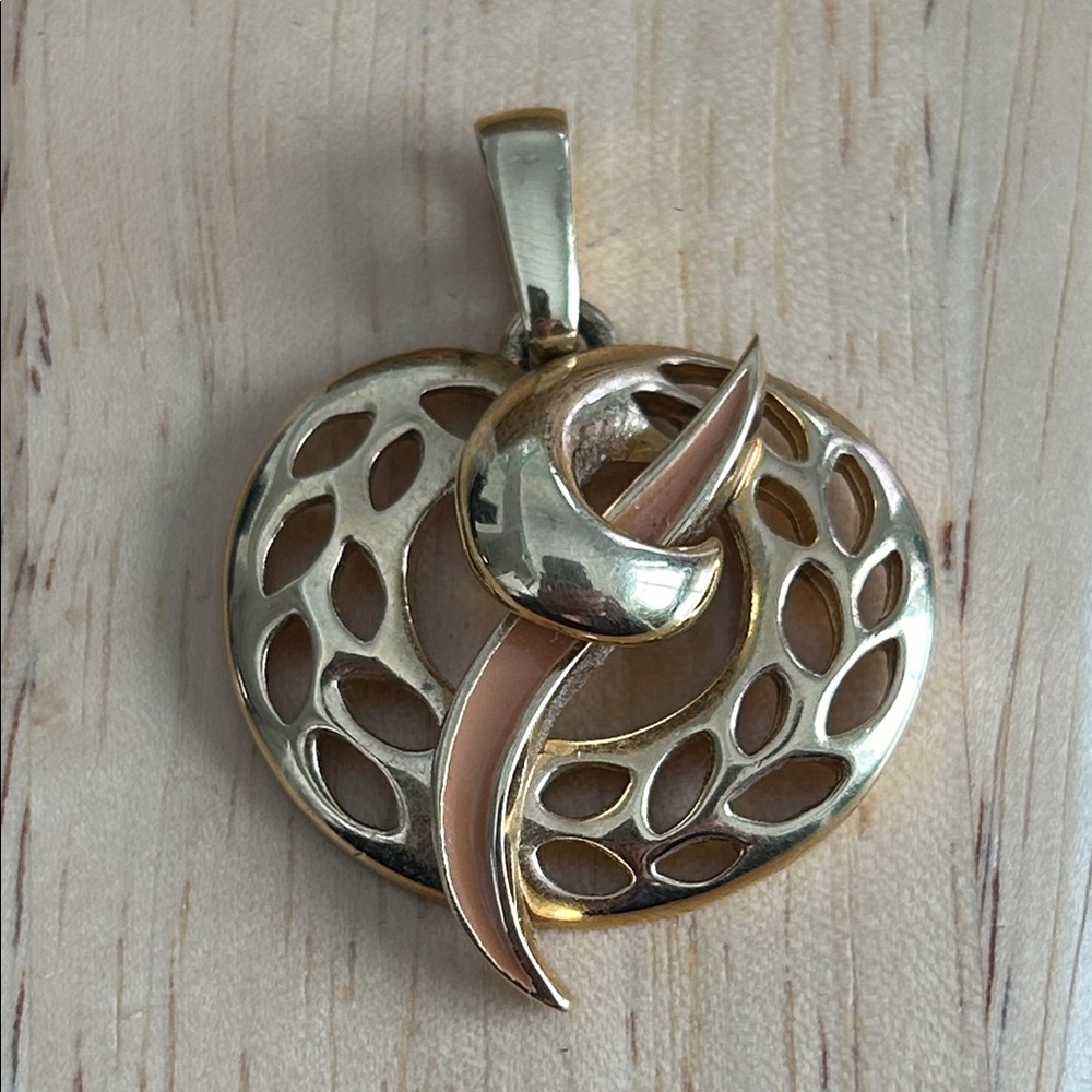 Givenchy Gold and Pink Leaf Pendant 1970's